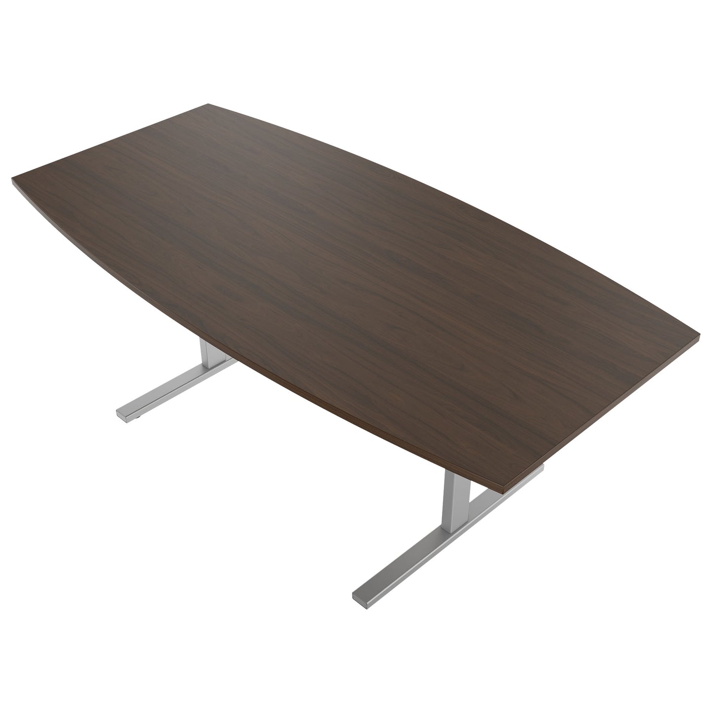 T-EASY conference table | boat shape, 1800 - 2400 mm (6 - 10 persons), cable flap optional, walnut