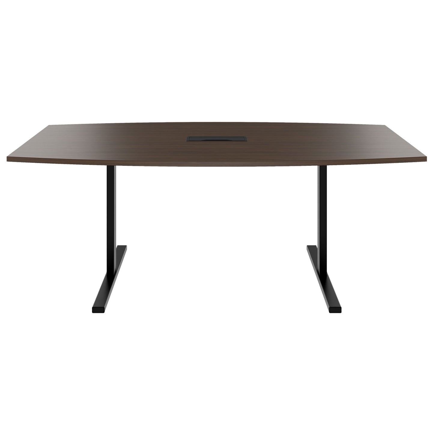 T-EASY conference table | boat shape, 1800 - 2400 mm (6 - 10 persons), cable flap optional, walnut