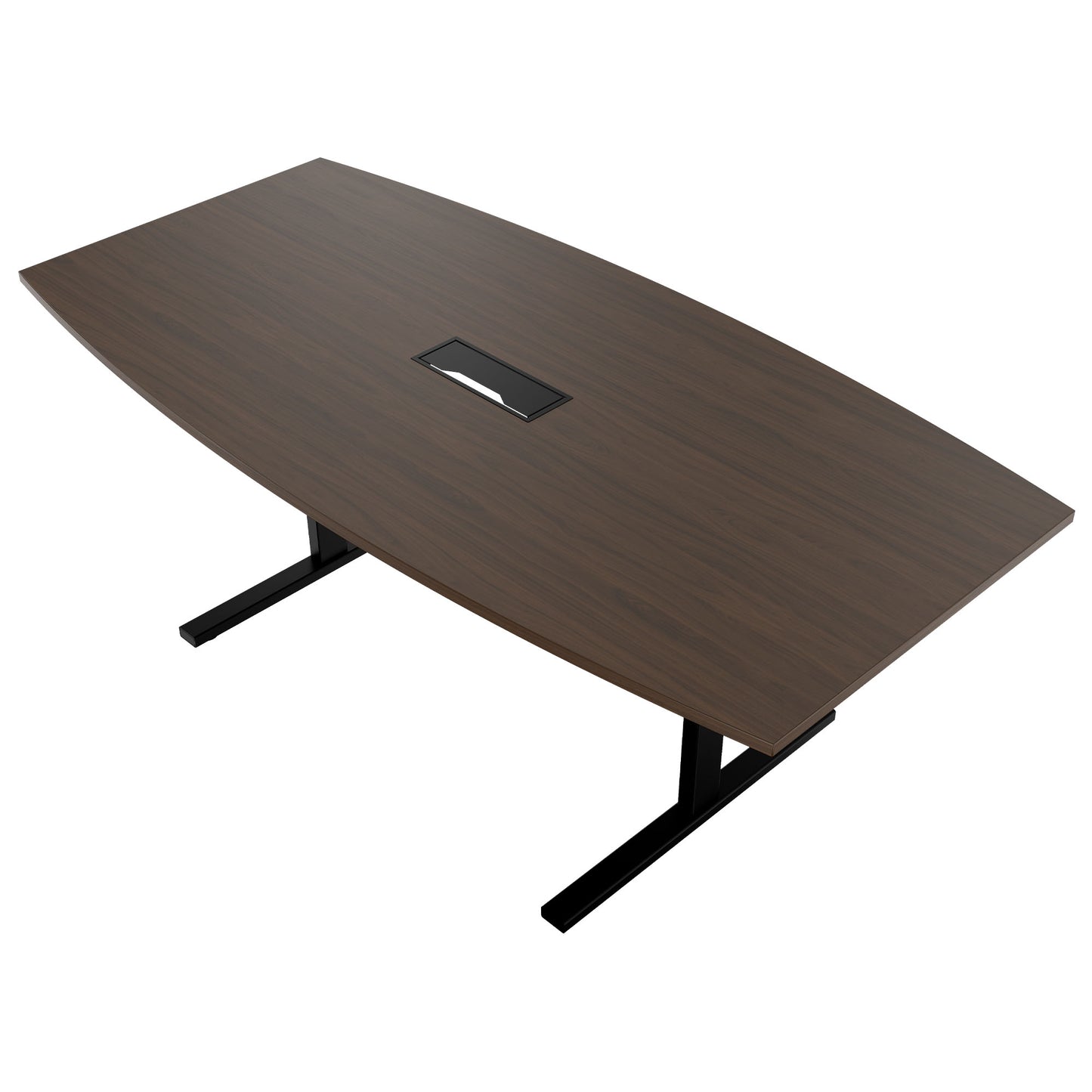 T-EASY conference table | boat shape, 1800 - 2400 mm (6 - 10 persons), cable flap optional, walnut