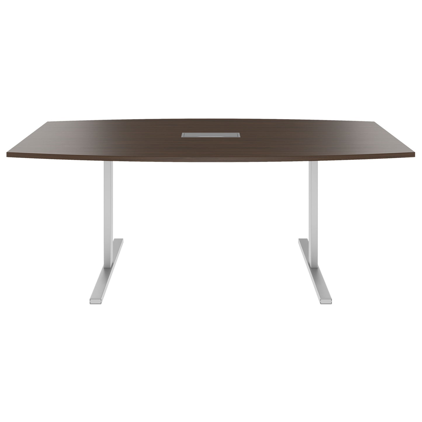 T-EASY conference table | boat shape, 1800 - 2400 mm (6 - 10 persons), cable flap optional, walnut