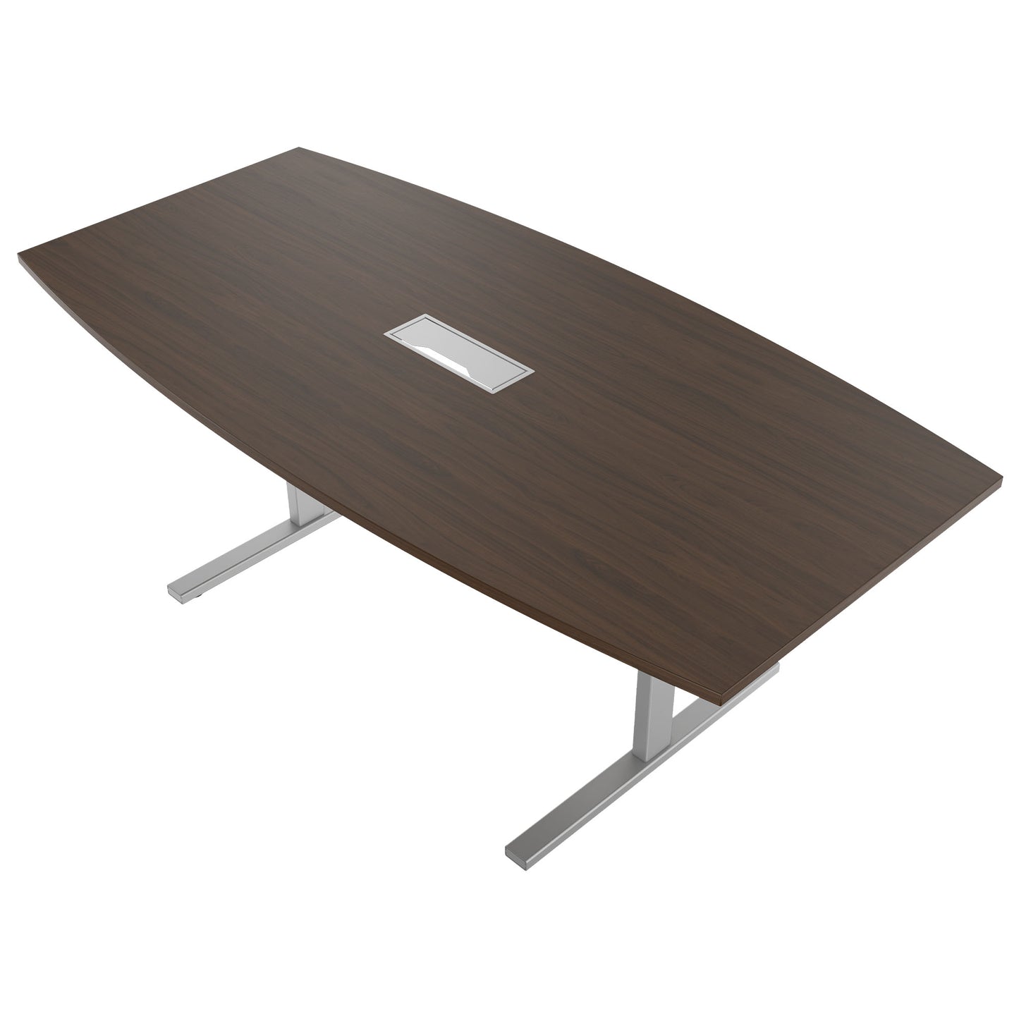 T-EASY conference table | boat shape, 1800 - 2400 mm (6 - 10 persons), cable flap optional, walnut