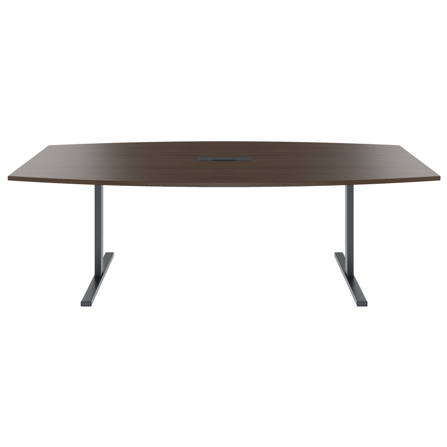 T-EASY conference table | boat shape, 1800 - 2400 mm (6 - 10 persons), cable flap optional, walnut