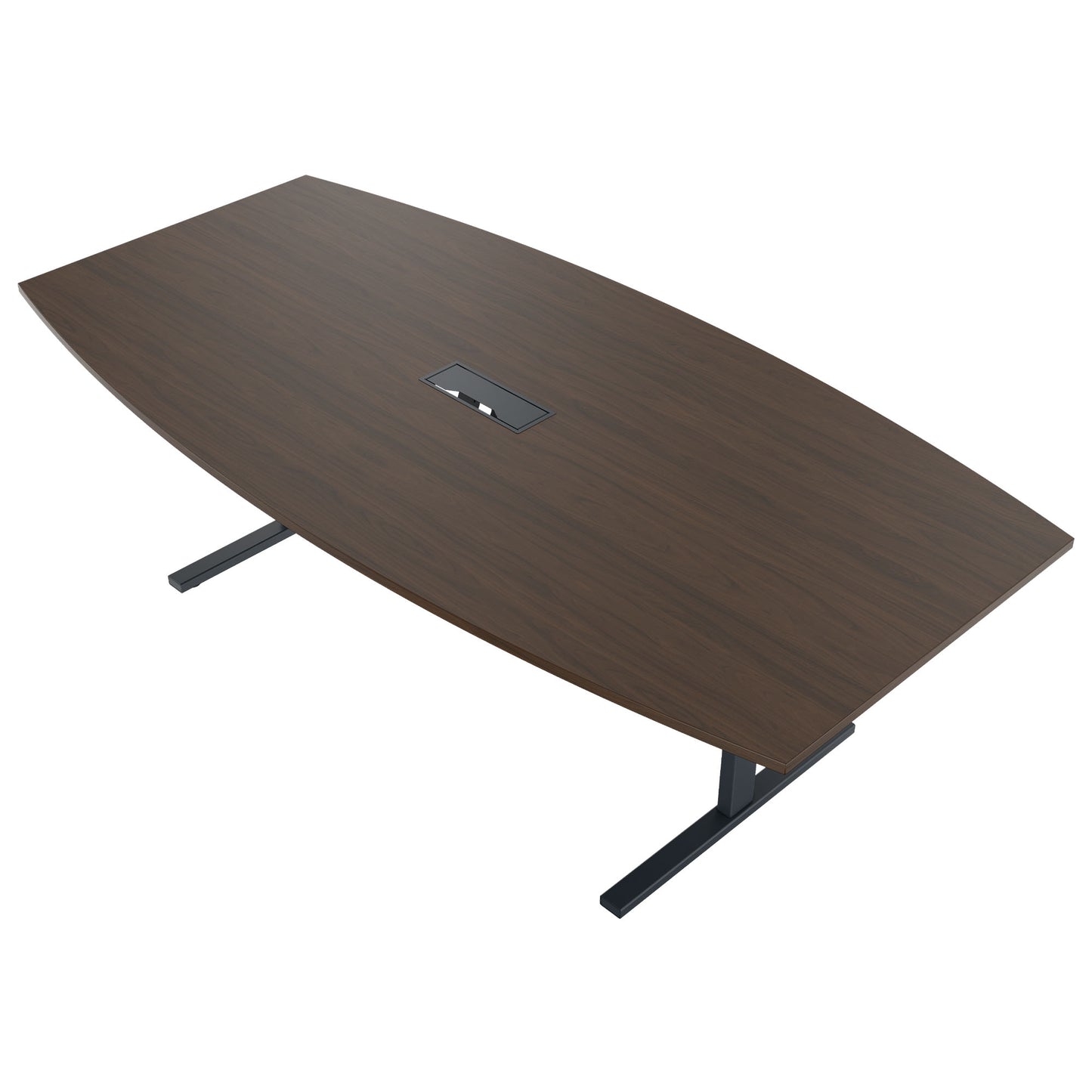 T-EASY conference table | boat shape, 1800 - 2400 mm (6 - 10 persons), cable flap optional, walnut