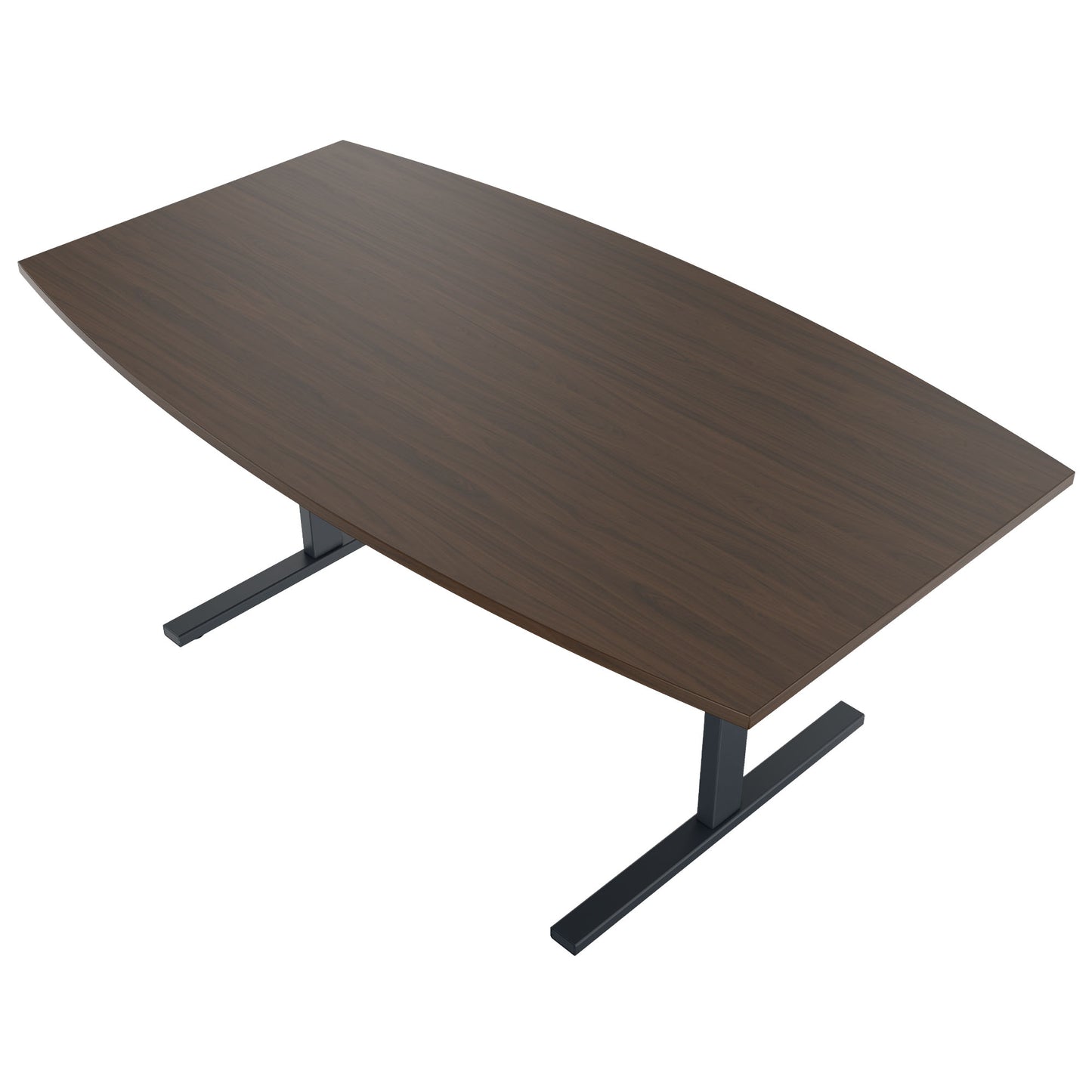 T-EASY conference table | boat shape, 1800 - 2400 mm (6 - 10 persons), cable flap optional, walnut