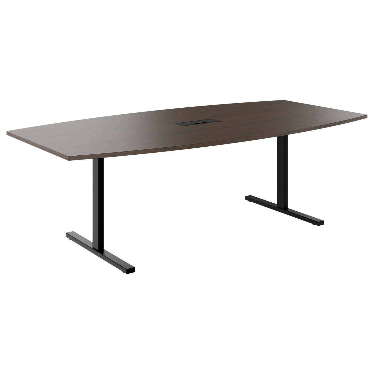 T-EASY conference table | boat shape, 1800 - 2400 mm (6 - 10 persons), cable flap optional, walnut