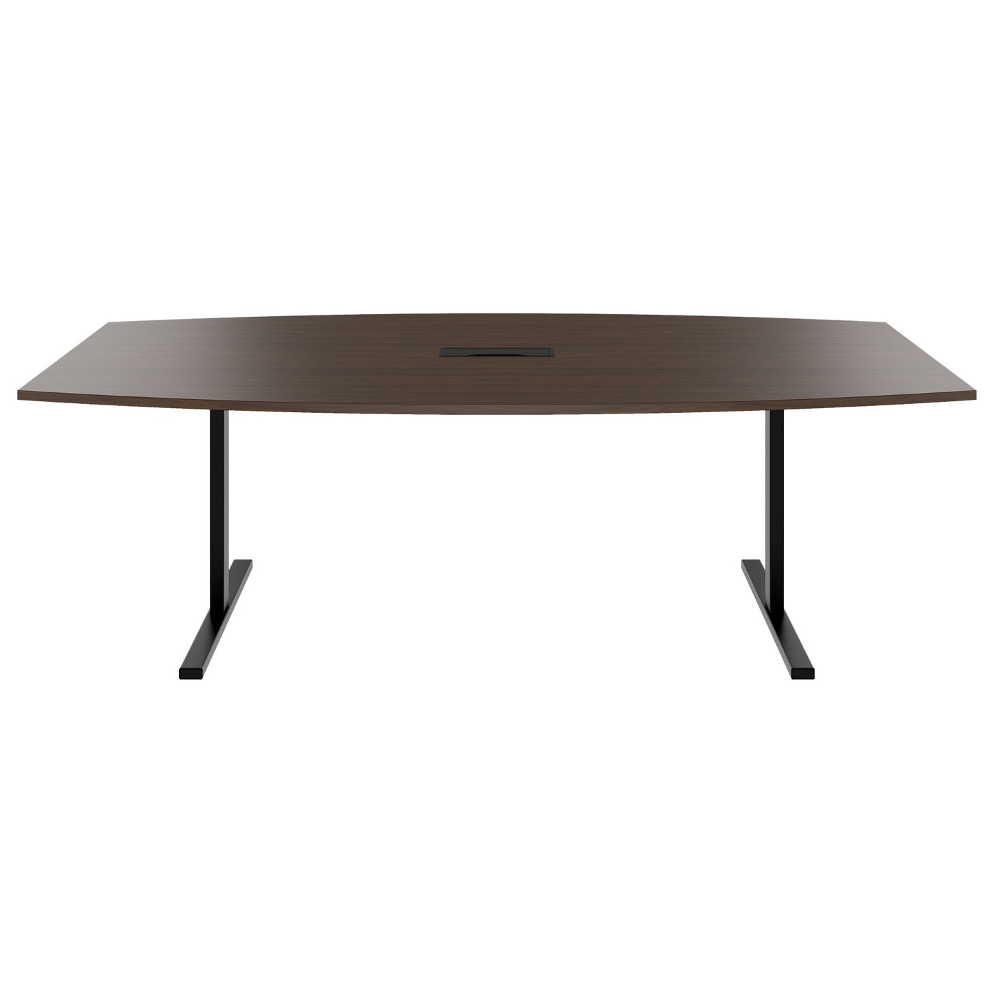 T-EASY conference table | boat shape, 1800 - 2400 mm (6 - 10 persons), cable flap optional, walnut