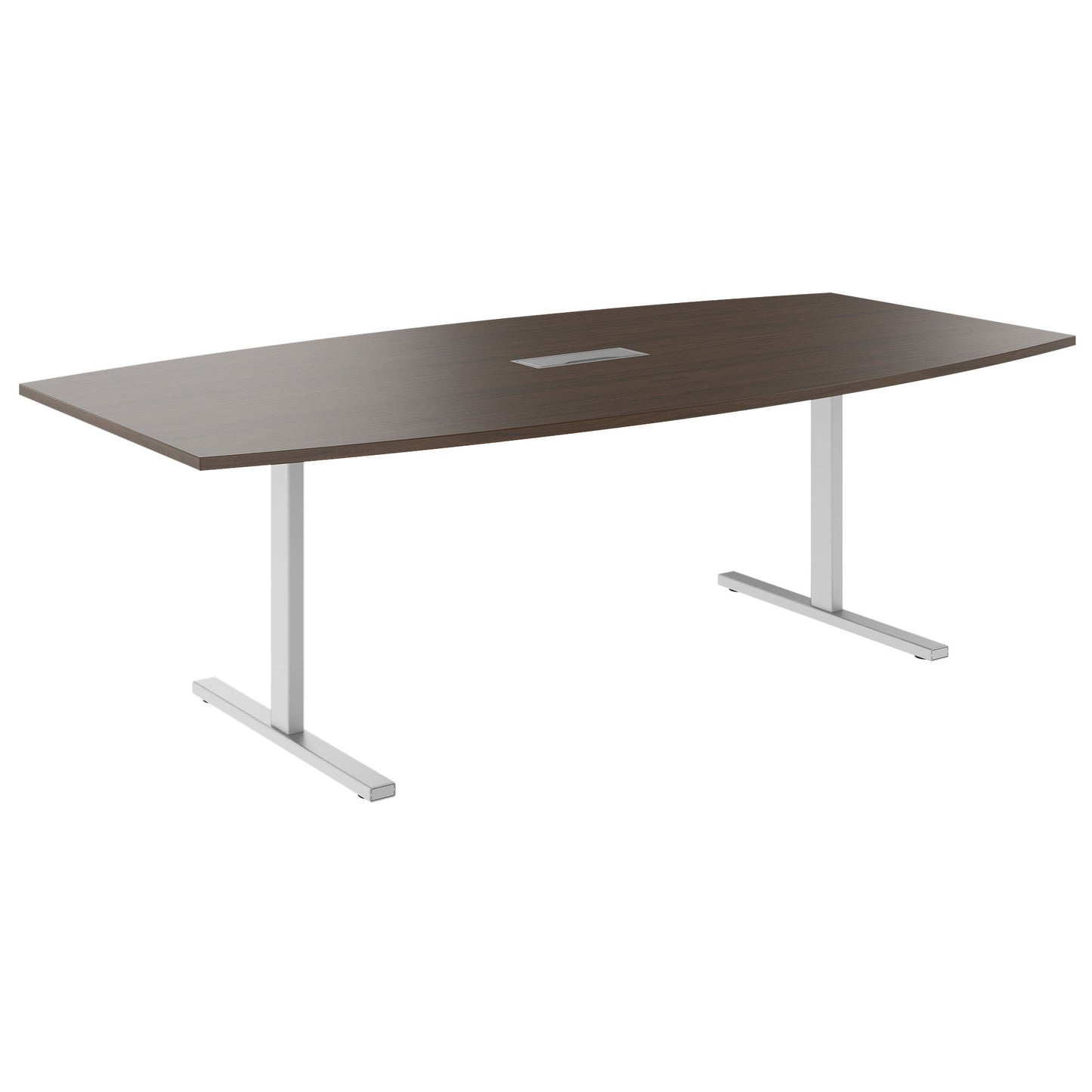 T-EASY conference table | boat shape, 1800 - 2400 mm (6 - 10 persons), cable flap optional, walnut