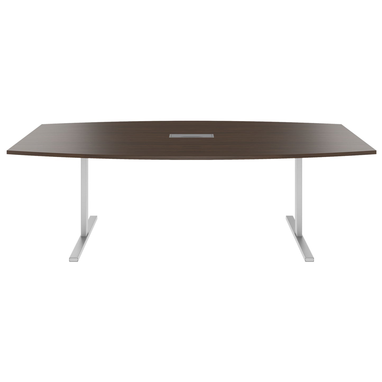 T-EASY conference table | boat shape, 1800 - 2400 mm (6 - 10 persons), cable flap optional, walnut