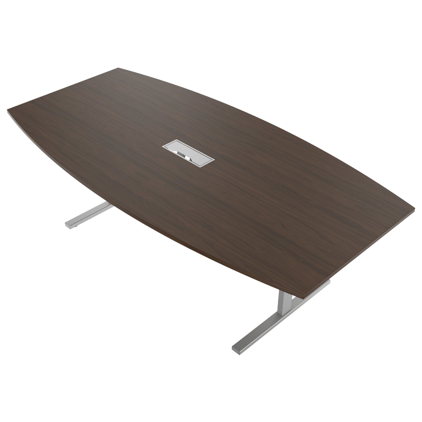T-EASY conference table | boat shape, 1800 - 2400 mm (6 - 10 persons), cable flap optional, walnut