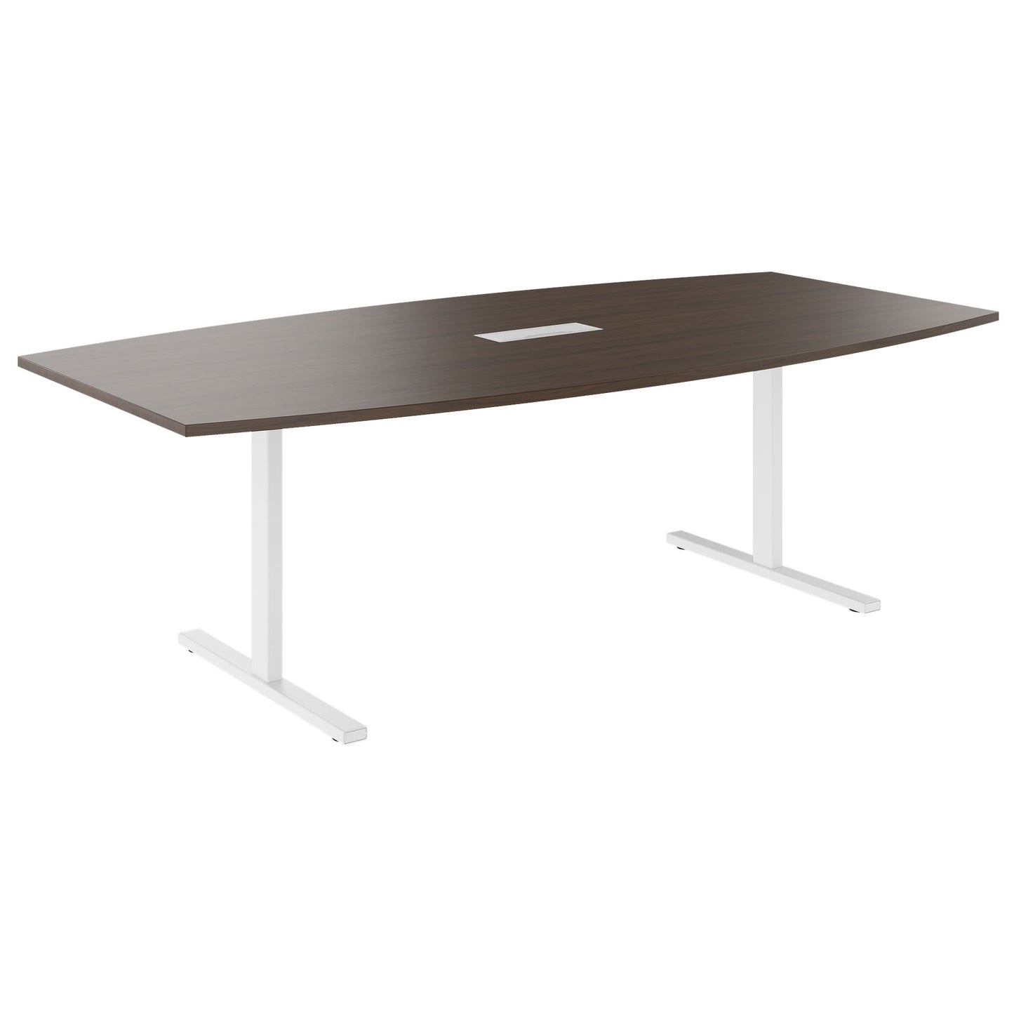 T-EASY conference table | boat shape, 1800 - 2400 mm (6 - 10 persons), cable flap optional, walnut