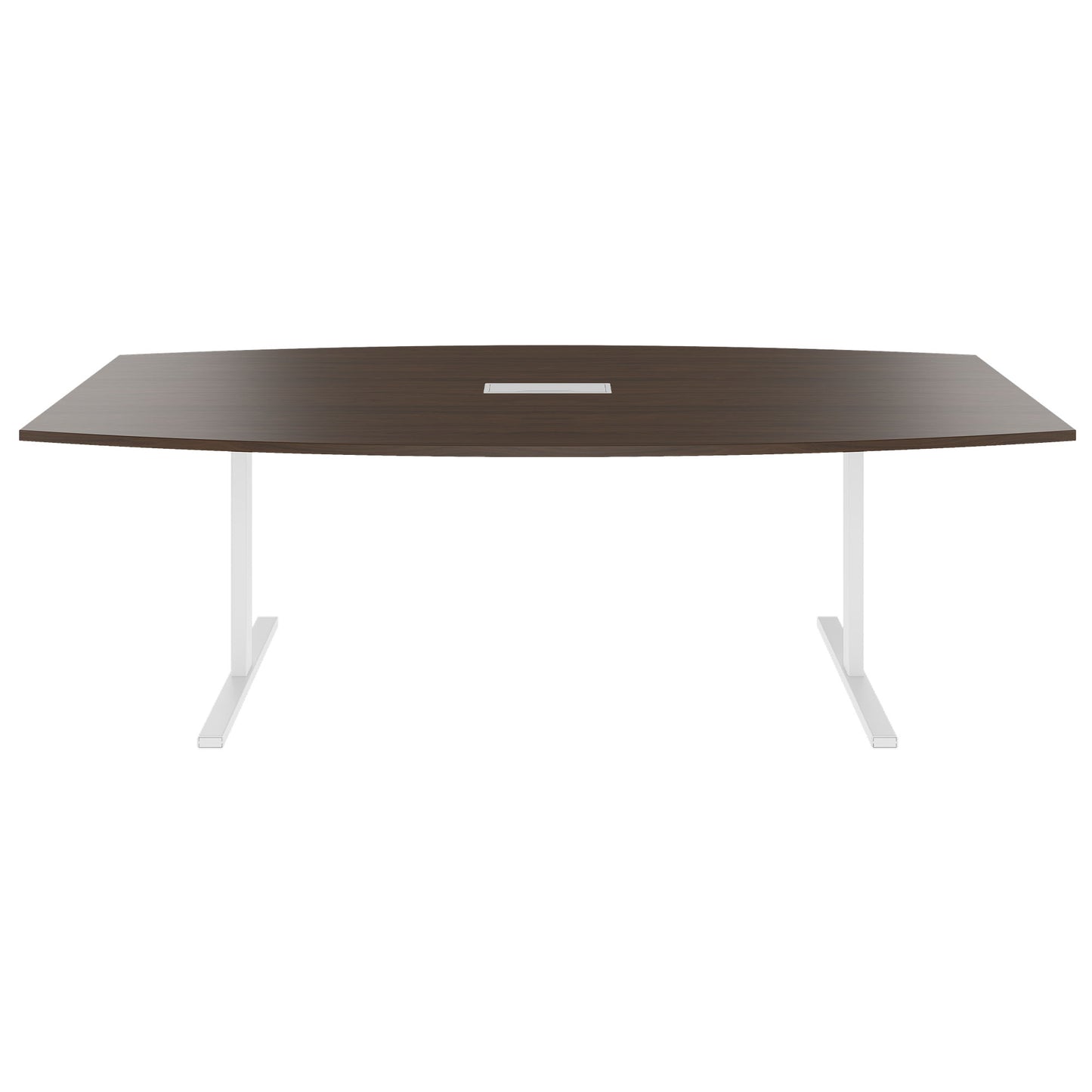 T-EASY conference table | boat shape, 1800 - 2400 mm (6 - 10 persons), cable flap optional, walnut