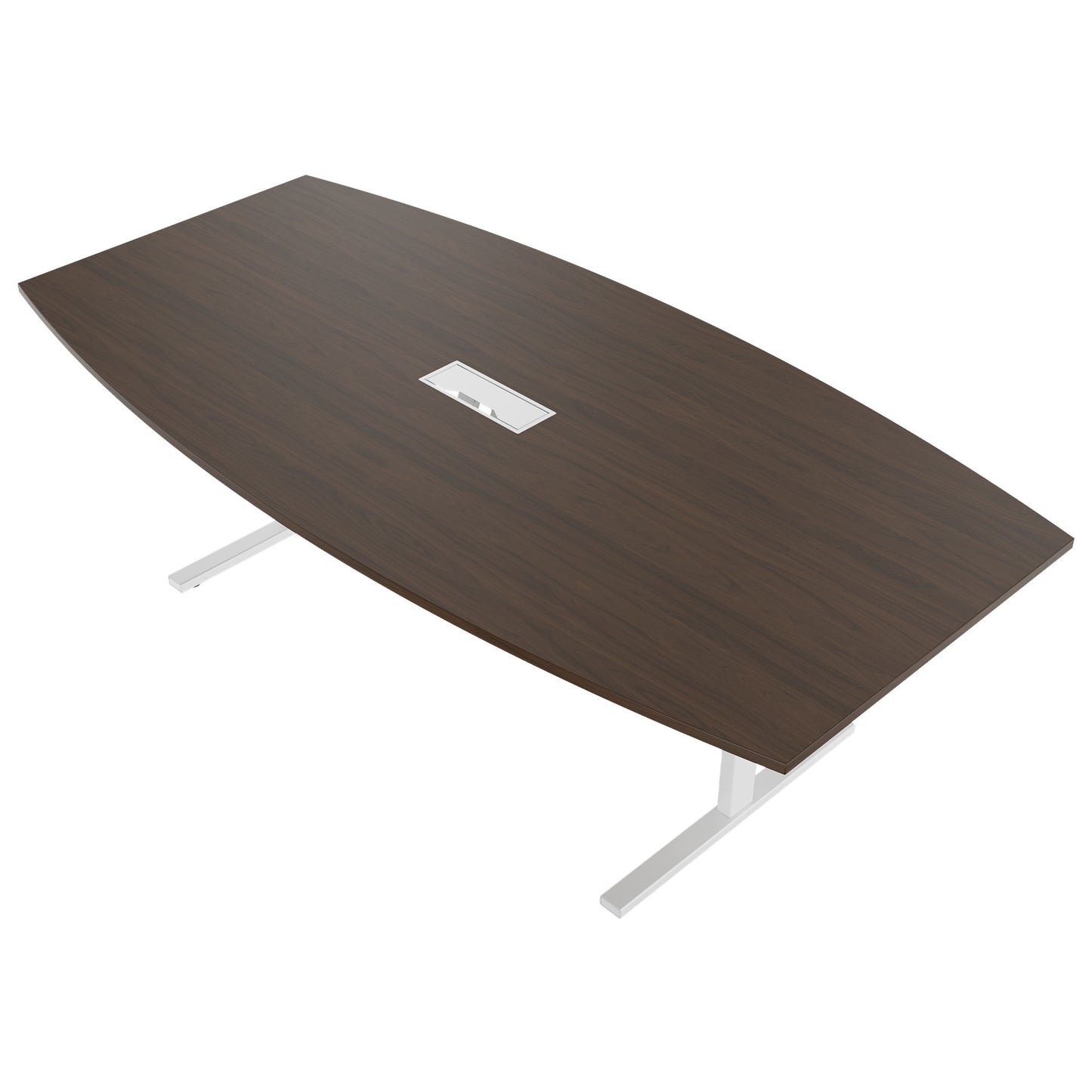 T-EASY conference table | boat shape, 1800 - 2400 mm (6 - 10 persons), cable flap optional, walnut