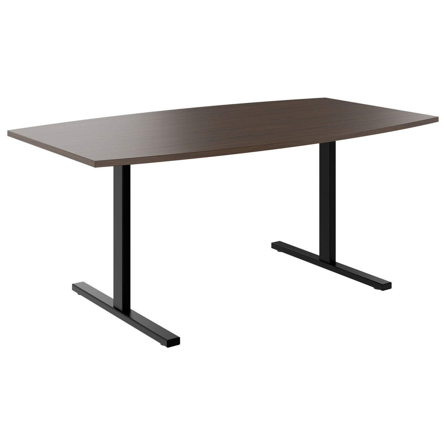 T-EASY conference table | boat shape, 1800 - 2400 mm (6 - 10 persons), cable flap optional, walnut