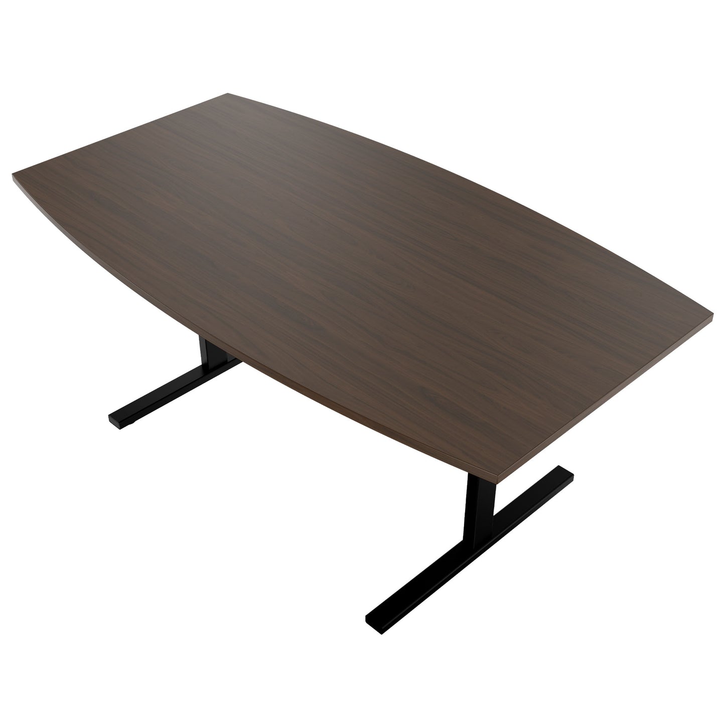 T-EASY conference table | boat shape, 1800 - 2400 mm (6 - 10 persons), cable flap optional, walnut