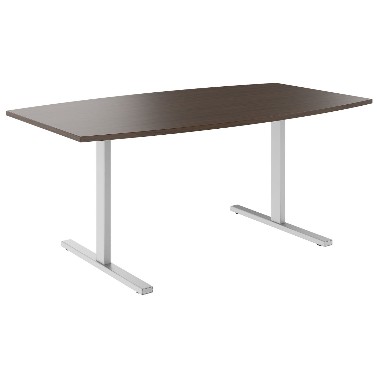 T-EASY conference table | boat shape, 1800 - 2400 mm (6 - 10 persons), cable flap optional, walnut