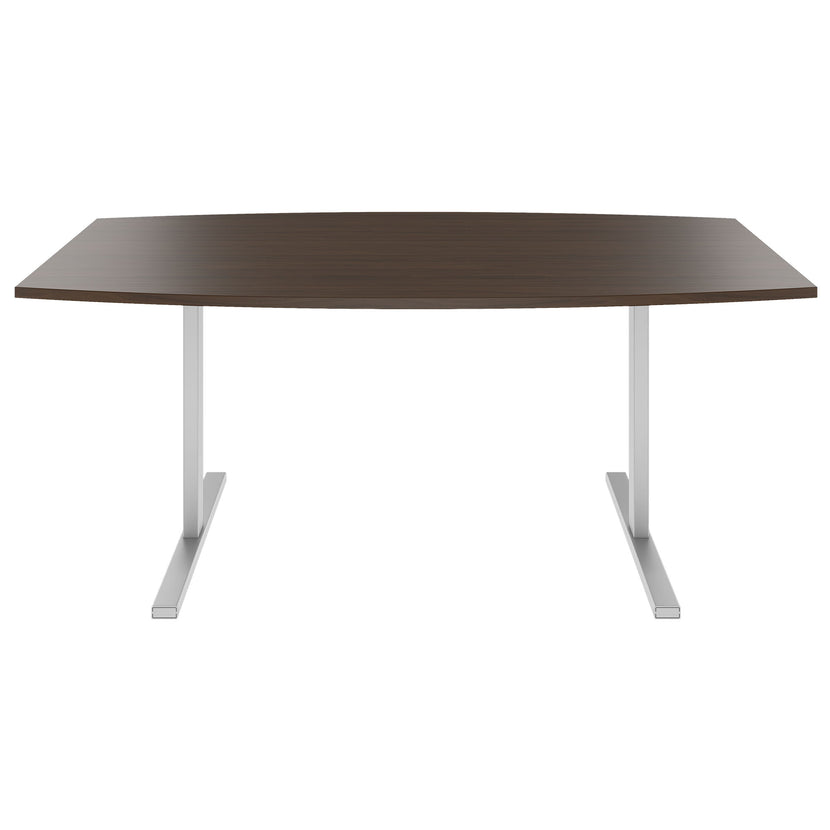 T-EASY conference table | boat shape, 1800 - 2400 mm (6 - 10 persons), cable flap optional, walnut
