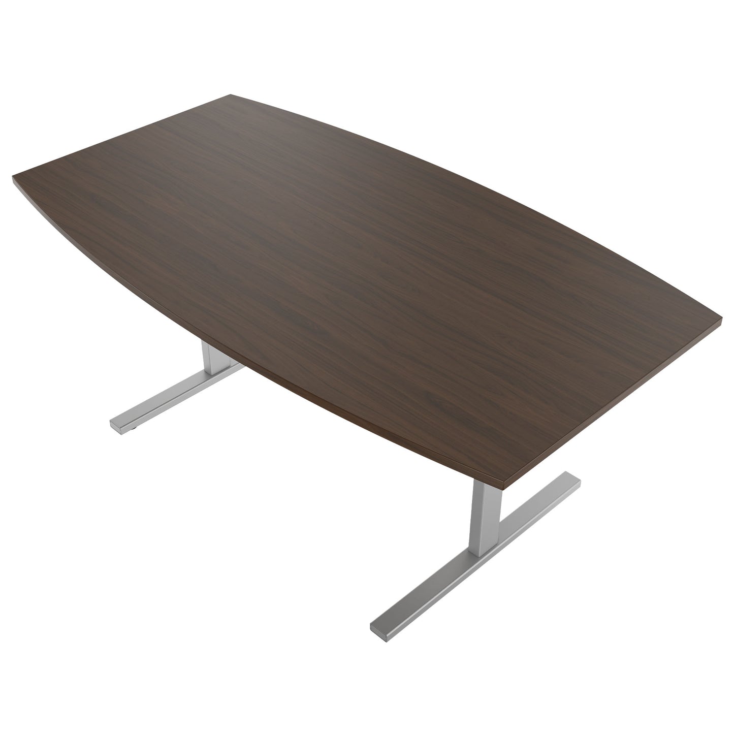 T-EASY conference table | boat shape, 1800 - 2400 mm (6 - 10 persons), cable flap optional, walnut