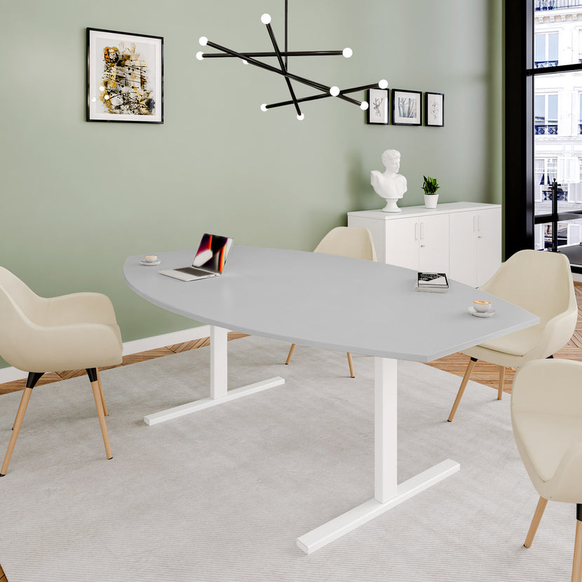 T-EASY conference table | boat shape, 1800 - 2400 mm (6 - 10 people), pearl grey