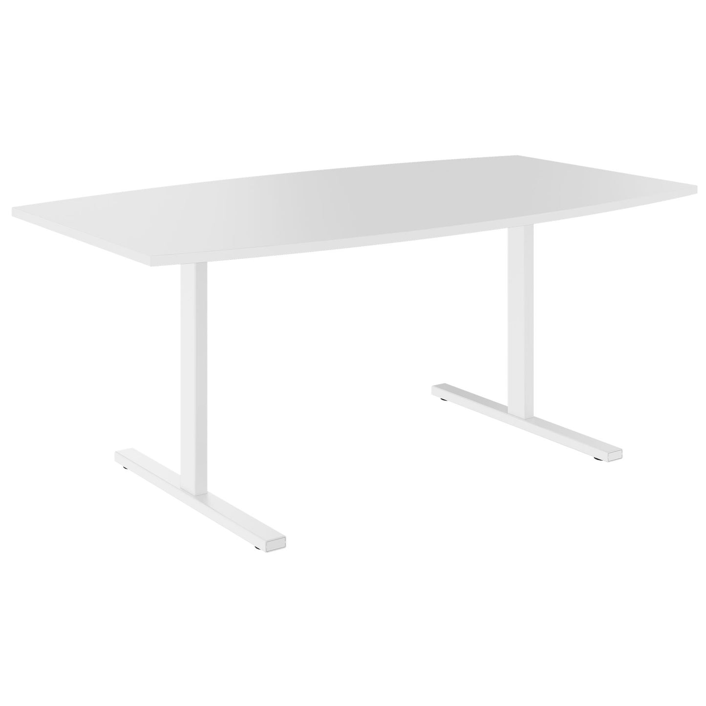 T-EASY conference table | boat shape, 1800 - 2400 mm (6 - 10 people), cable flap optional, white