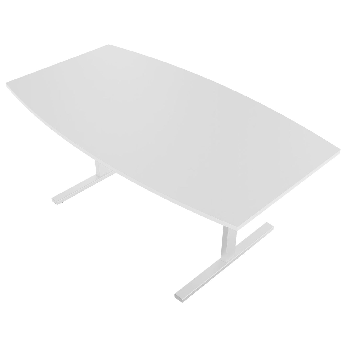 T-EASY conference table | boat shape, 1800 - 2400 mm (6 - 10 people), cable flap optional, white
