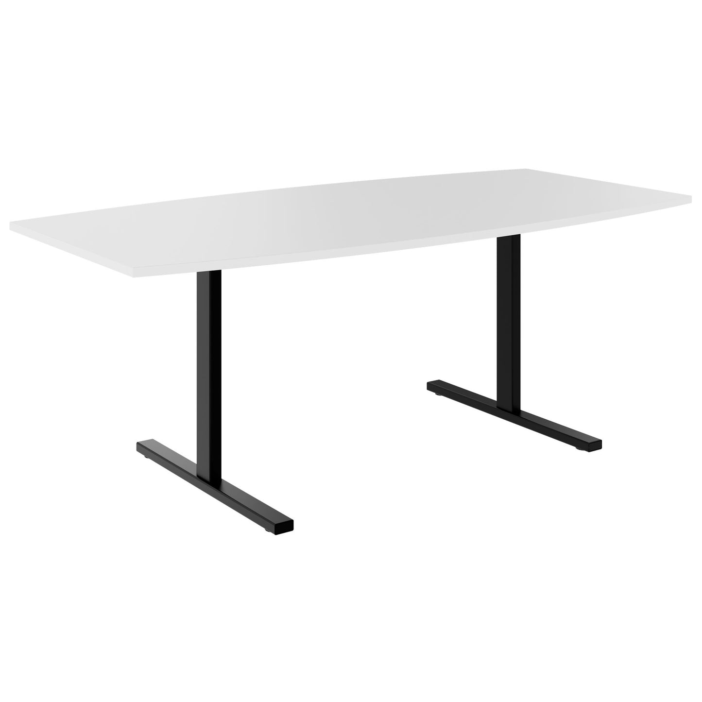 T-EASY conference table | boat shape, 1800 - 2400 mm (6 - 10 people), cable flap optional, white