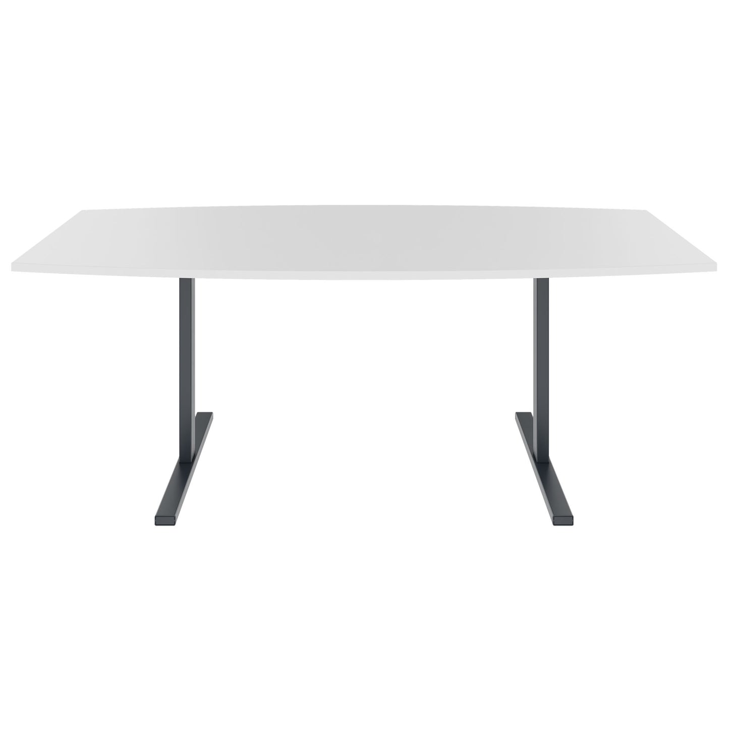 T-EASY conference table | boat shape, 1800 - 2400 mm (6 - 10 people), cable flap optional, white