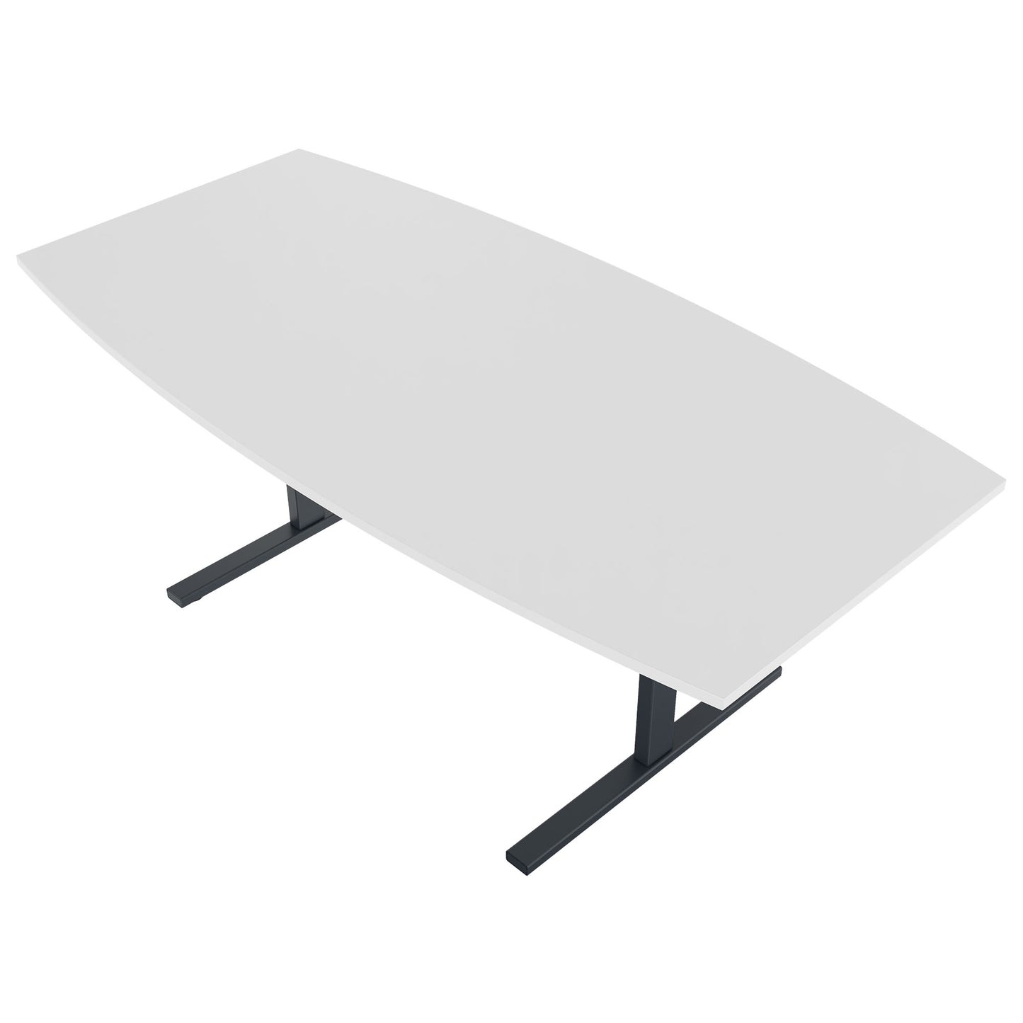 T-EASY conference table | boat shape, 1800 - 2400 mm (6 - 10 people), cable flap optional, white