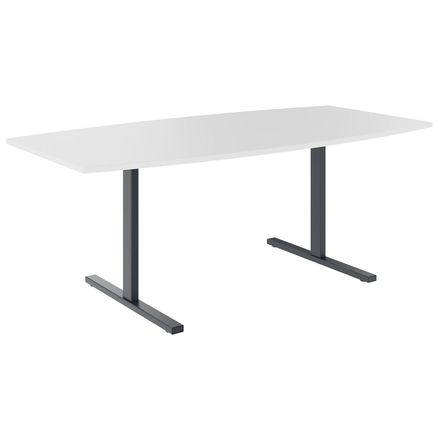 T-EASY conference table | boat shape, 1800 - 2400 mm (6 - 10 people), cable flap optional, white
