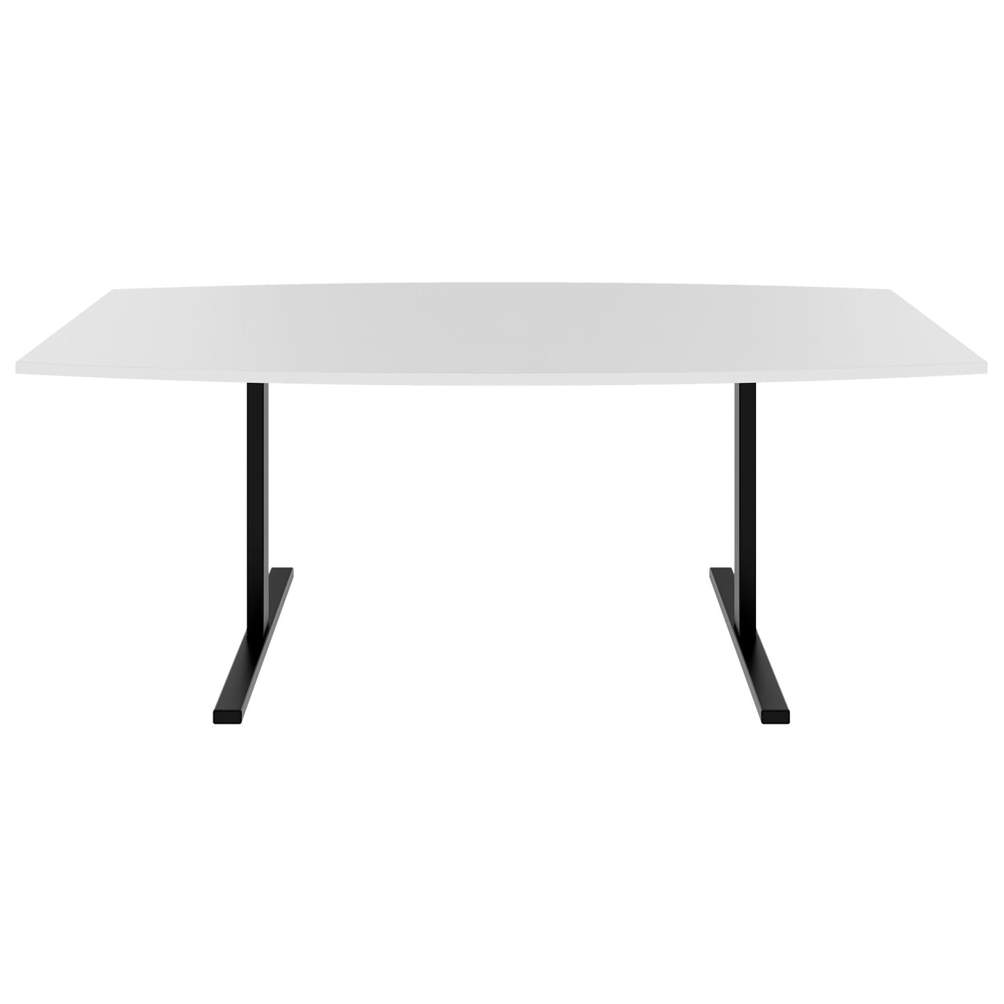 T-EASY conference table | boat shape, 1800 - 2400 mm (6 - 10 people), cable flap optional, white