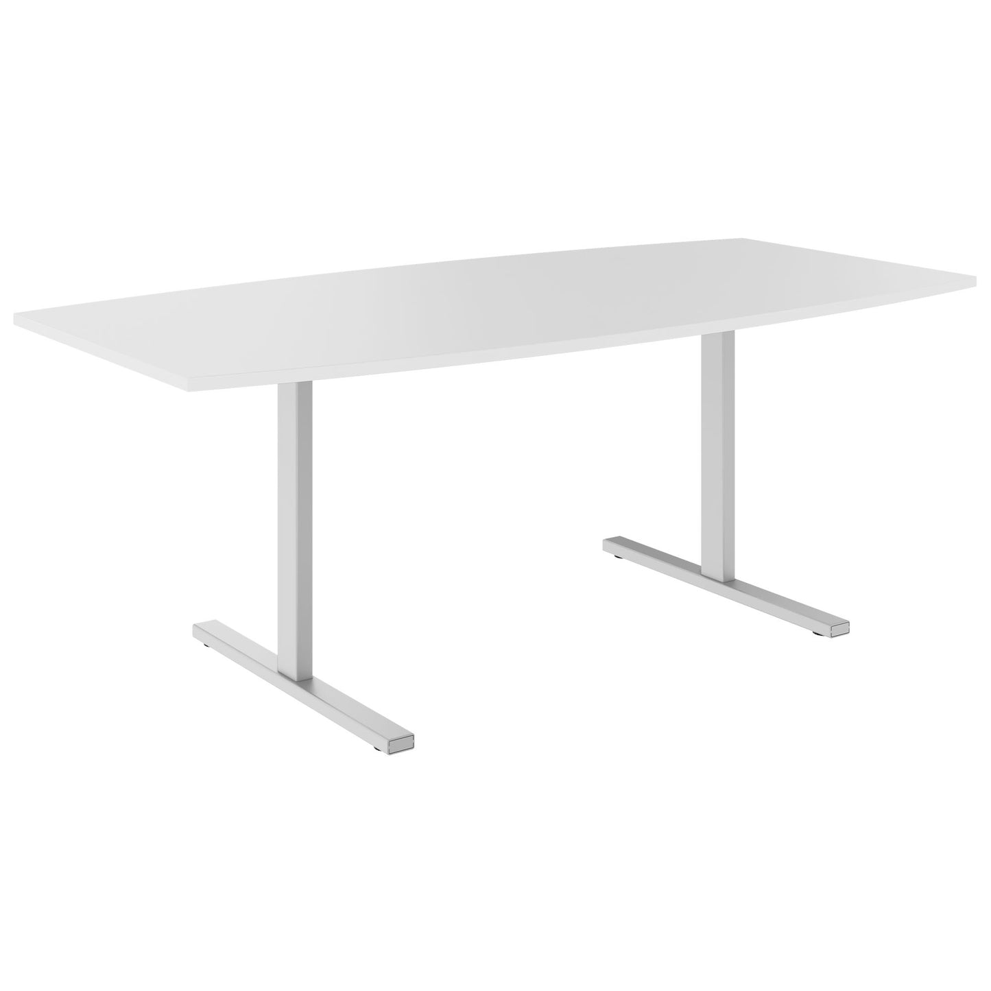 T-EASY conference table | boat shape, 1800 - 2400 mm (6 - 10 people), cable flap optional, white