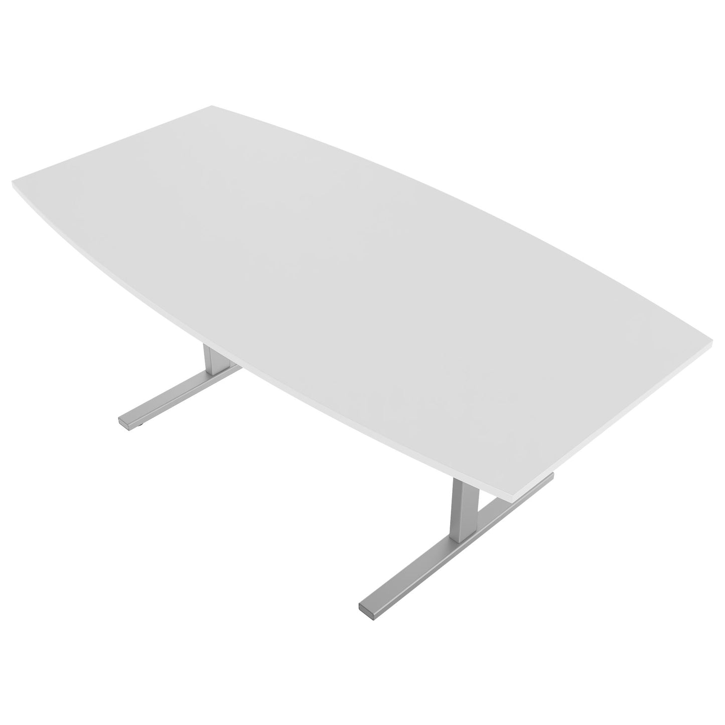 T-EASY conference table | boat shape, 1800 - 2400 mm (6 - 10 people), cable flap optional, white