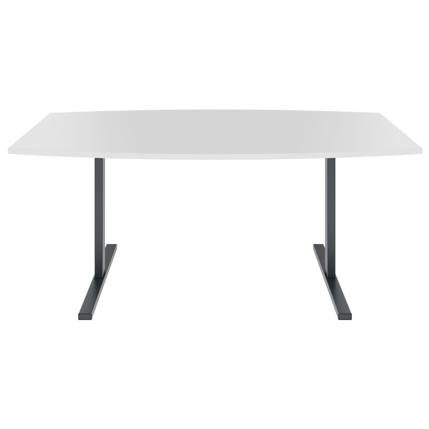 T-EASY conference table | boat shape, 1800 - 2400 mm (6 - 10 people), cable flap optional, white