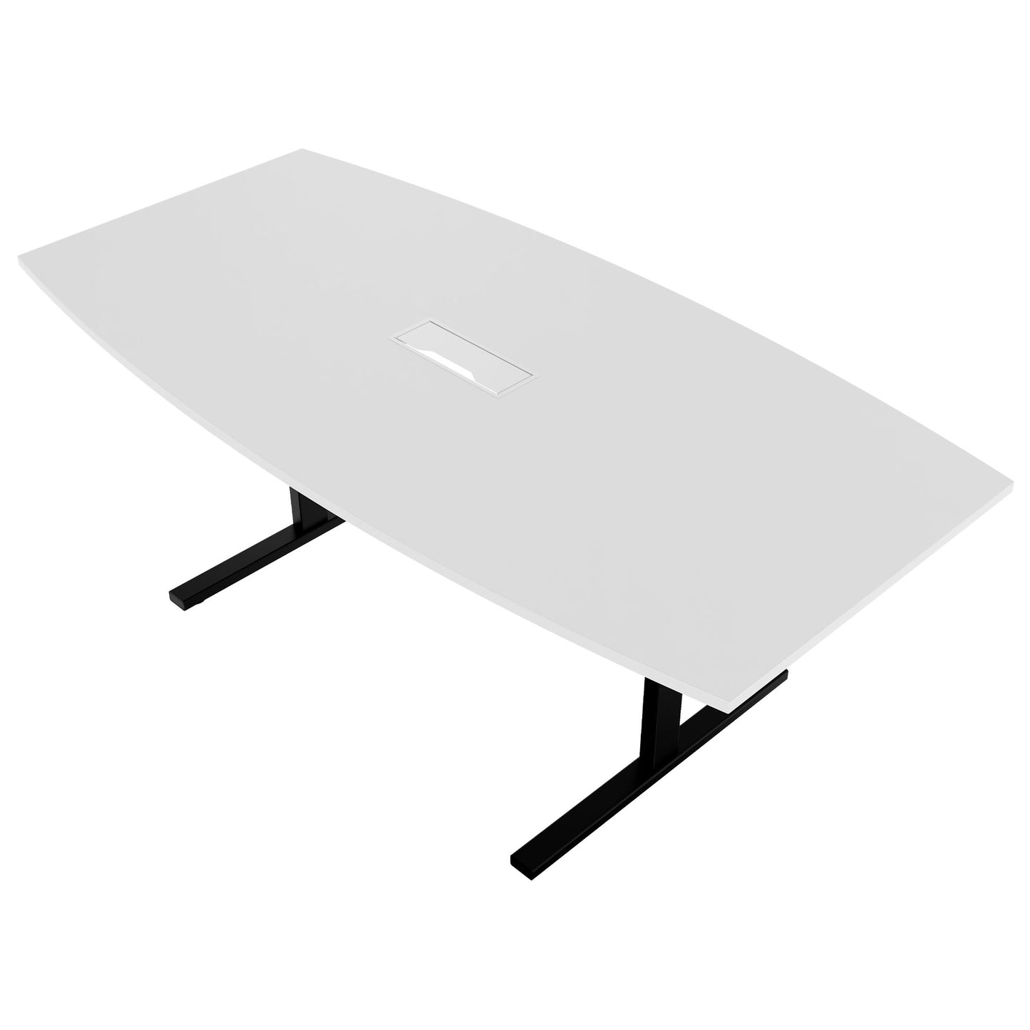 T-EASY conference table | boat shape, 1800 - 2400 mm (6 - 10 people), cable flap optional, white