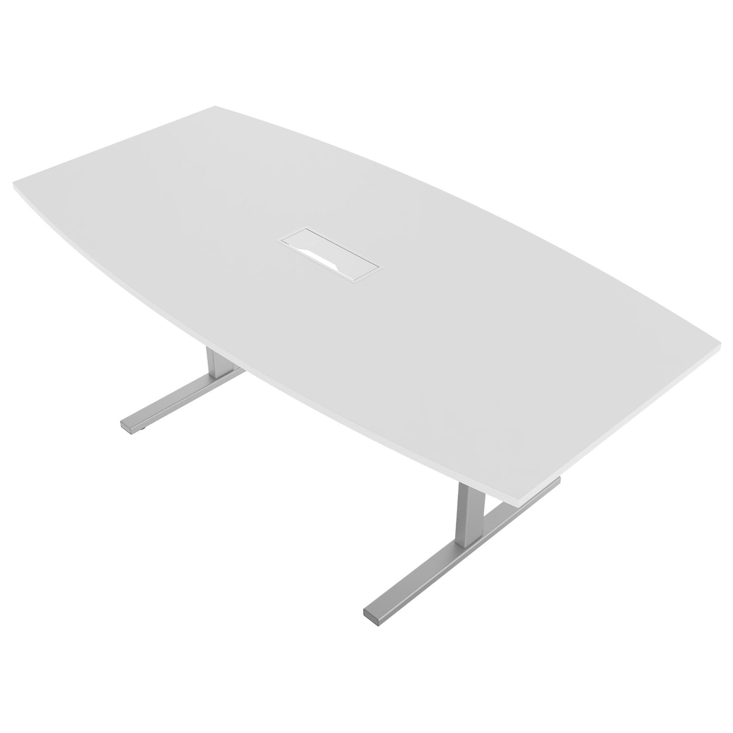 T-EASY conference table | boat shape, 1800 - 2400 mm (6 - 10 people), cable flap optional, white
