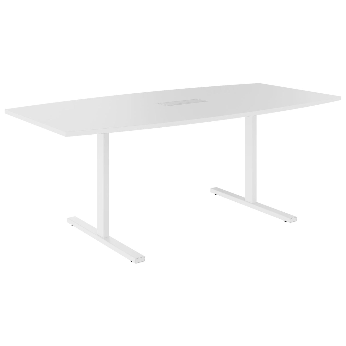 T-EASY conference table | boat shape, 1800 - 2400 mm (6 - 10 people), cable flap optional, white
