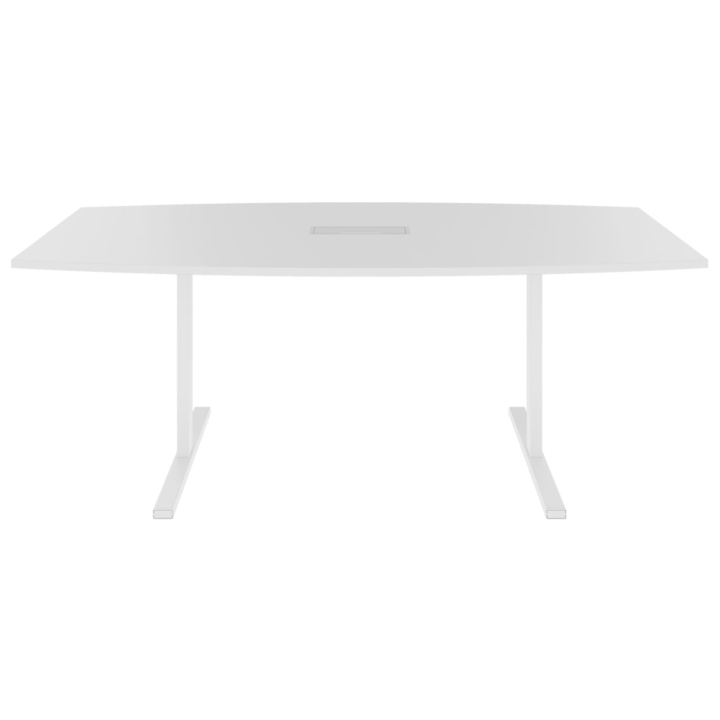 T-EASY conference table | boat shape, 1800 - 2400 mm (6 - 10 people), cable flap optional, white