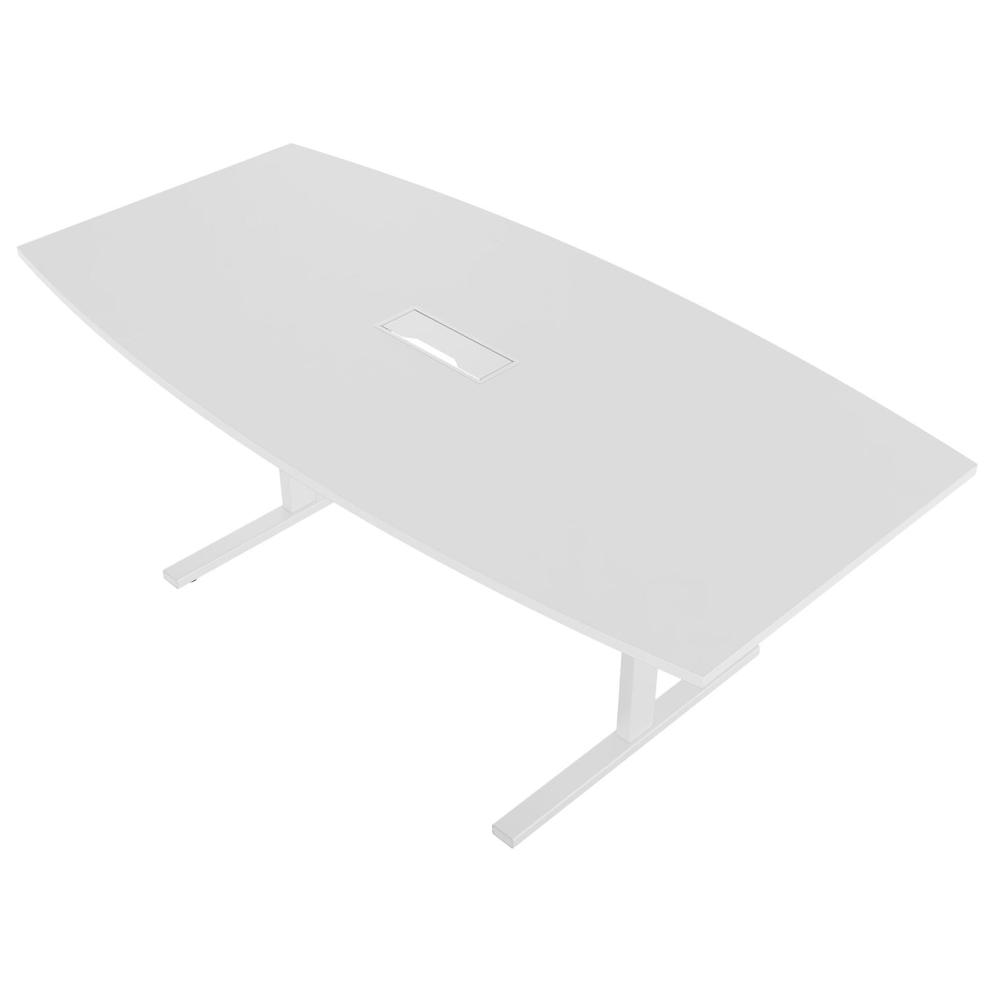 T-EASY conference table | boat shape, 1800 - 2400 mm (6 - 10 people), cable flap optional, white
