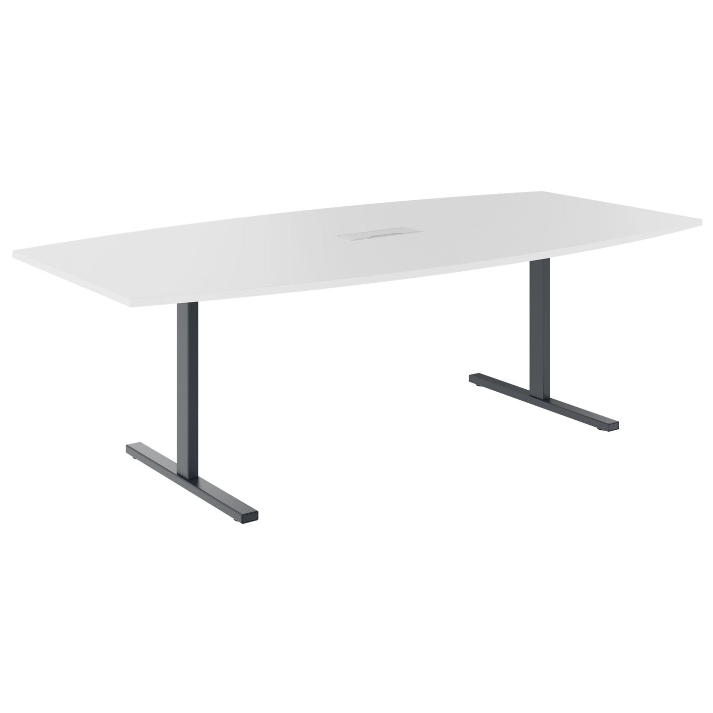 T-EASY conference table | boat shape, 1800 - 2400 mm (6 - 10 people), cable flap optional, white