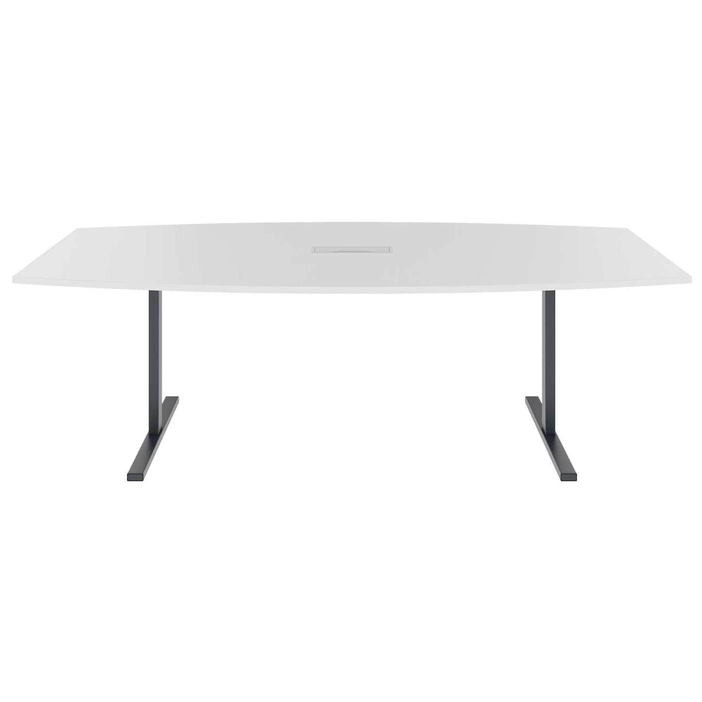 T-EASY conference table | boat shape, 1800 - 2400 mm (6 - 10 people), cable flap optional, white