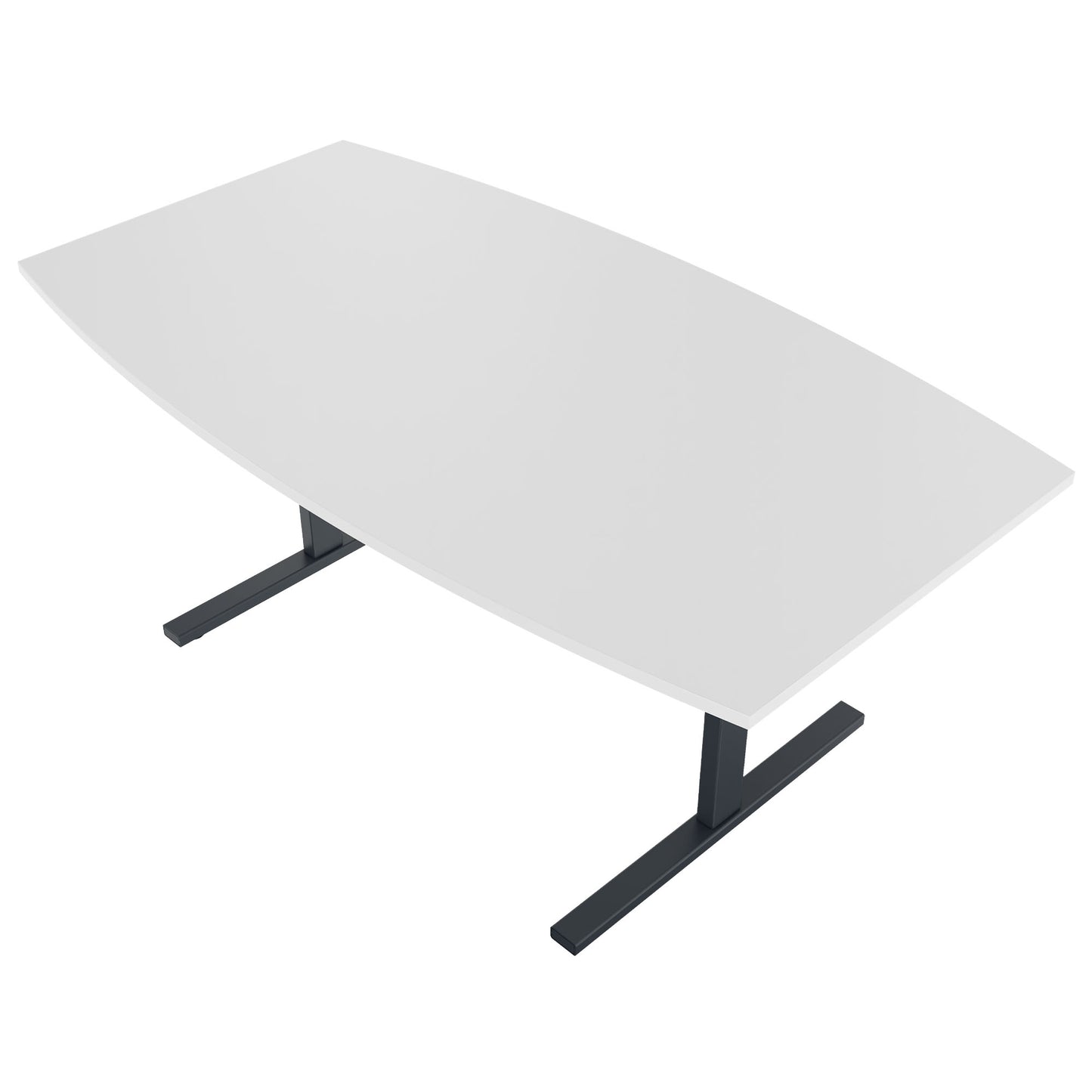 T-EASY conference table | boat shape, 1800 - 2400 mm (6 - 10 people), cable flap optional, white