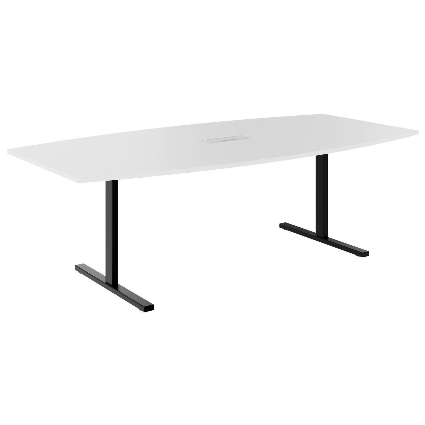 T-EASY conference table | boat shape, 1800 - 2400 mm (6 - 10 people), cable flap optional, white
