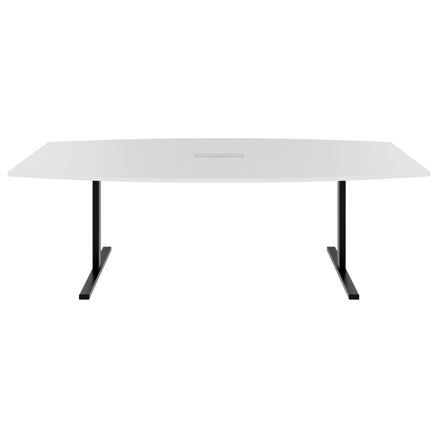 T-EASY conference table | boat shape, 1800 - 2400 mm (6 - 10 people), cable flap optional, white