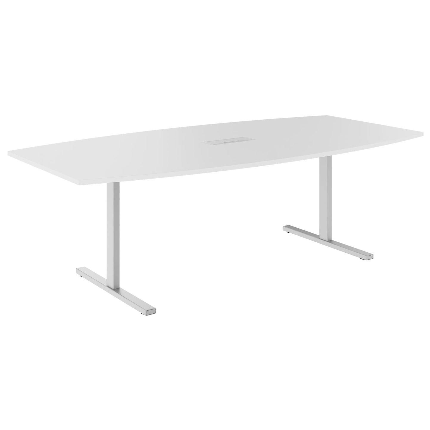 T-EASY conference table | boat shape, 1800 - 2400 mm (6 - 10 people), cable flap optional, white