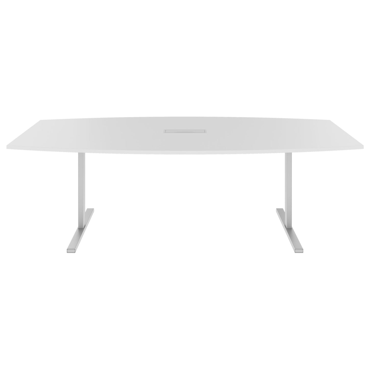 T-EASY conference table | boat shape, 1800 - 2400 mm (6 - 10 people), cable flap optional, white