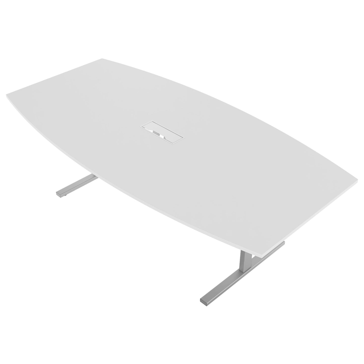 T-EASY conference table | boat shape, 1800 - 2400 mm (6 - 10 people), cable flap optional, white