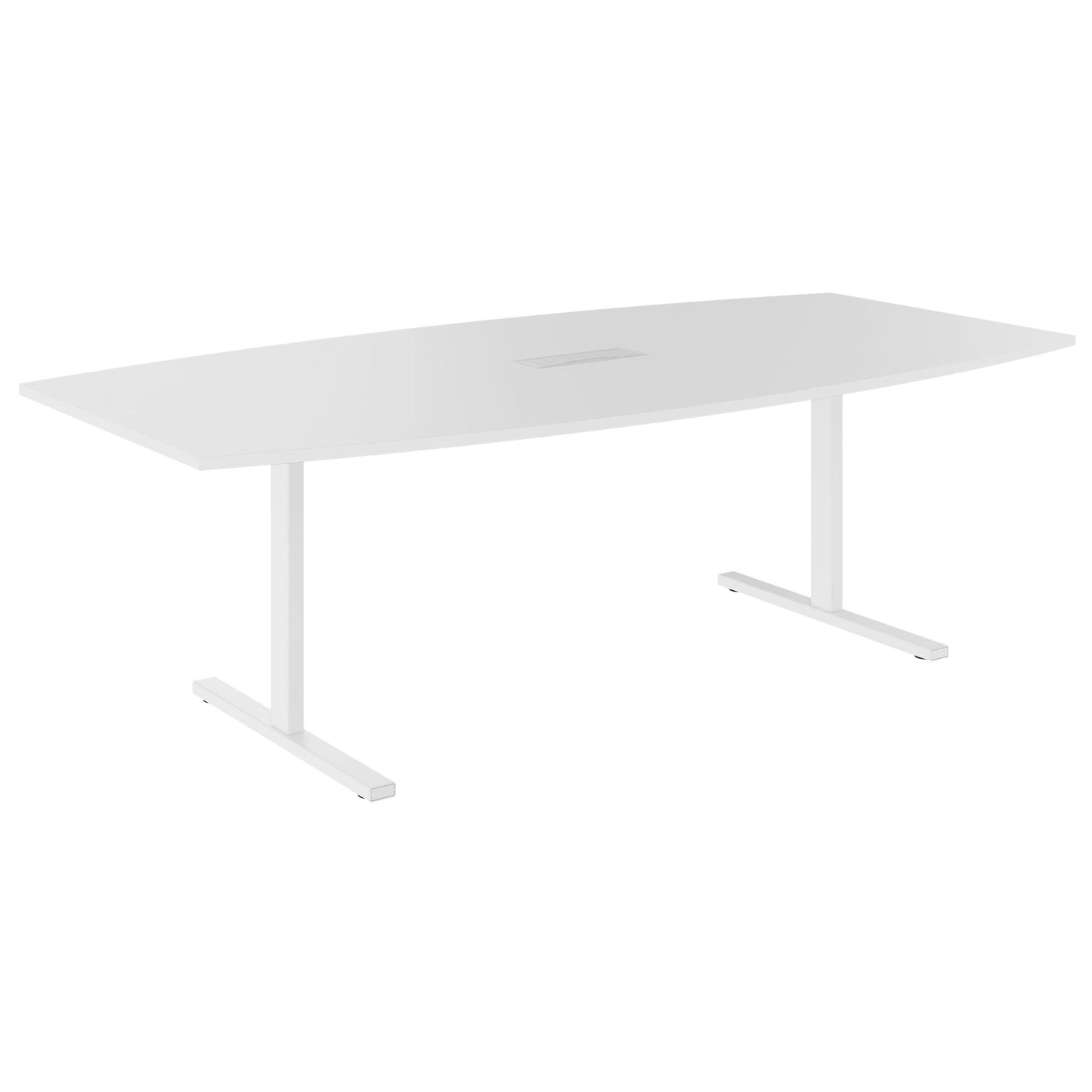 T-EASY conference table | boat shape, 1800 - 2400 mm (6 - 10 people), cable flap optional, white