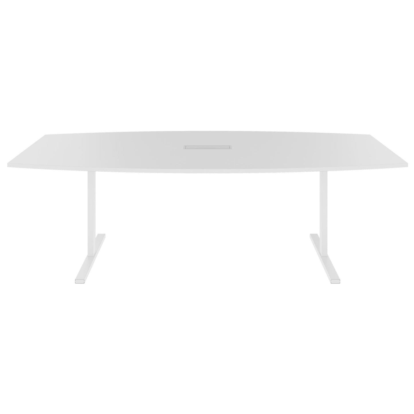 T-EASY conference table | boat shape, 1800 - 2400 mm (6 - 10 people), cable flap optional, white