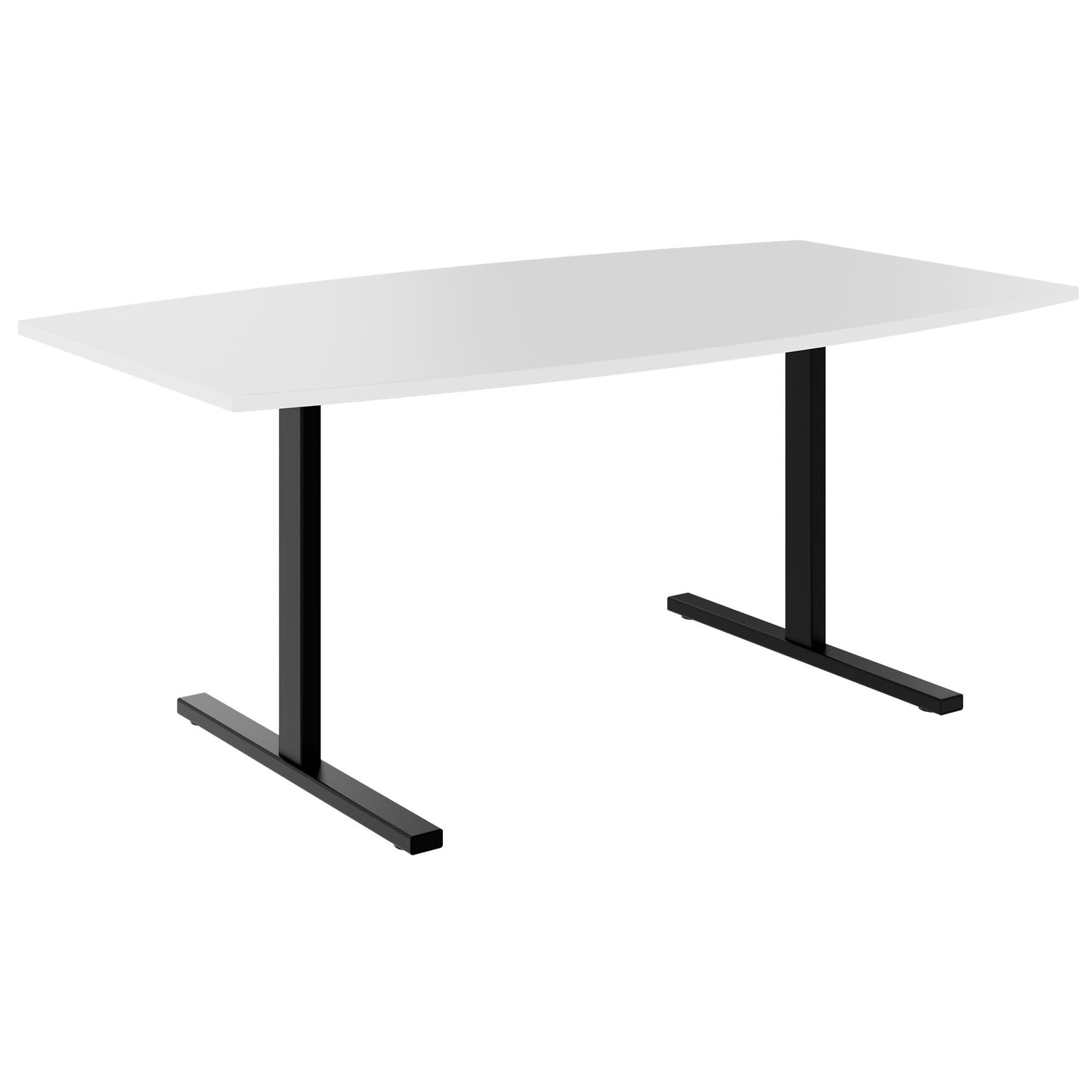 T-EASY conference table | boat shape, 1800 - 2400 mm (6 - 10 people), cable flap optional, white