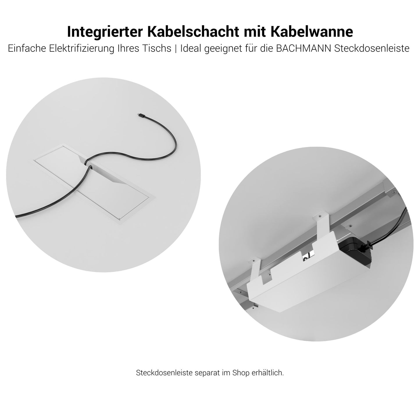 T-EASY Konferenztisch | Bootsform, 1800 - 2400 mm (6 - 10 Personen), Kabelklappe optional, Weiß