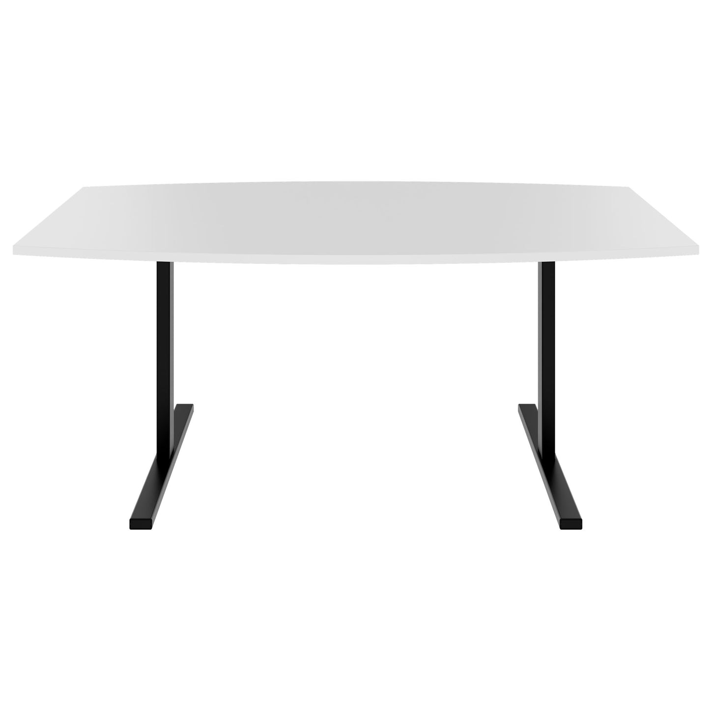 T-EASY conference table | boat shape, 1800 - 2400 mm (6 - 10 people), cable flap optional, white